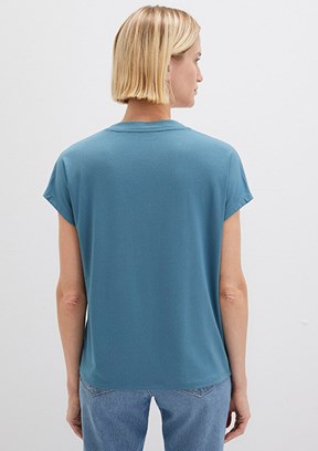 MAVİ - M167714-70753 Kadın Mavi V Yaka T-Shirt