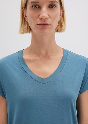 MAVİ - M167714-70753 Kadın Mavi V Yaka T-Shirt