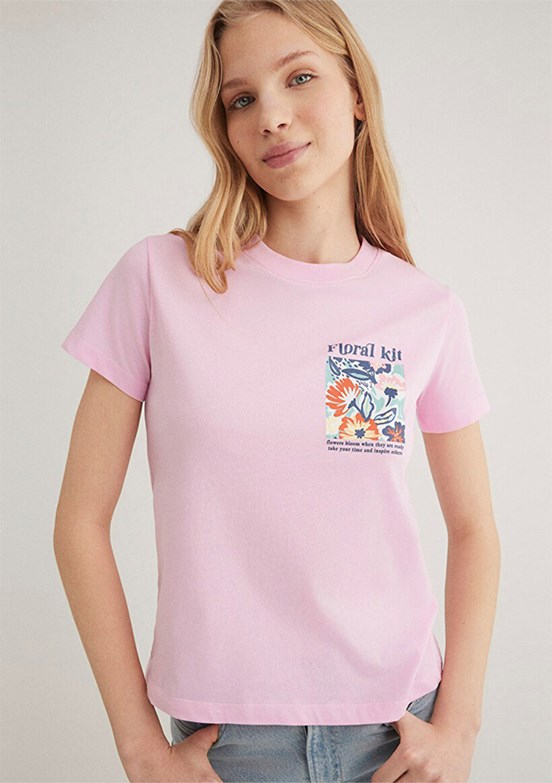MAVİ Pembe Kadın Baskılı T-Shirt
