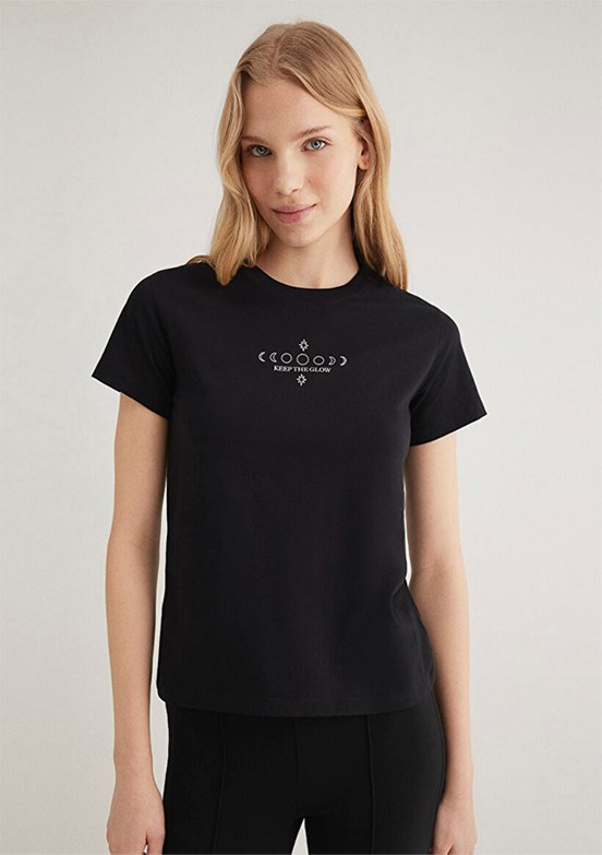 MAVİ Siyah Kadın Baskılı T-Shirt