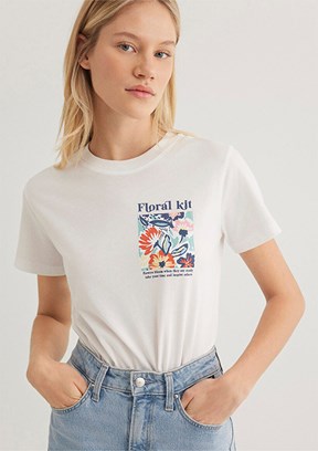 MAVİ Beyaz Kadın Baskılı T-Shirt