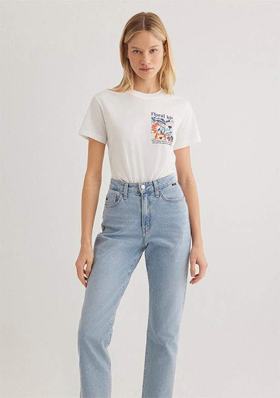 MAVİ Beyaz Kadın Baskılı T-Shirt