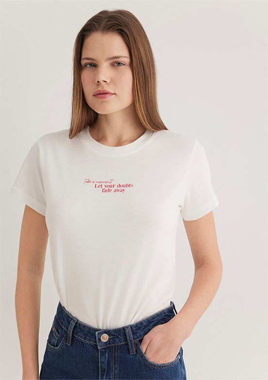 MAVİ Beyaz Kadın Baskılı T-Shirt