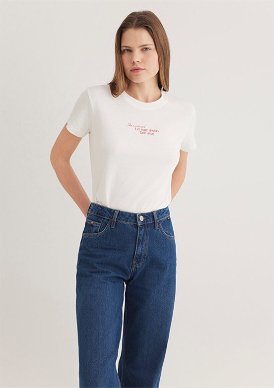 MAVİ Beyaz Kadın Baskılı T-Shirt