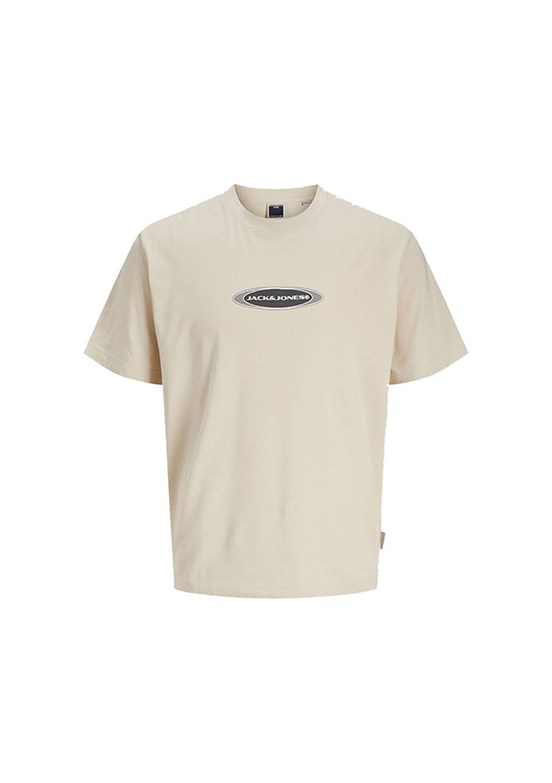 JACK JONES Bej Erkek Baskılı T-Shirt