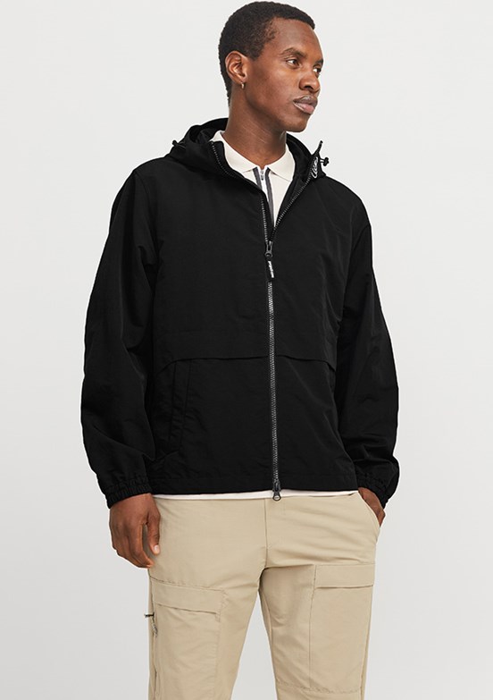 JACK JONES Counion Siyah Erkek Kapüşonlu Mont