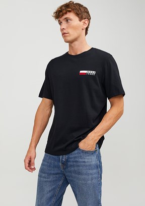 JACK&JONES JJECORP LOGO TEE PLAY SS O-NECK - 12233999 Erkek Siyah Bisiklet Yaka T-Shirt