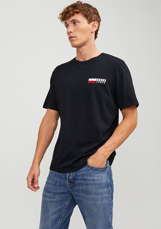 JACK&JONES JJECORP LOGO TEE PLAY SS O-NECK - 12233999 Erkek Siyah Bisiklet Yaka T-Shirt