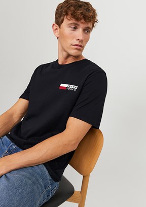 JACK&JONES JJECORP LOGO TEE PLAY SS O-NECK - 12233999 Erkek Siyah Bisiklet Yaka T-Shirt