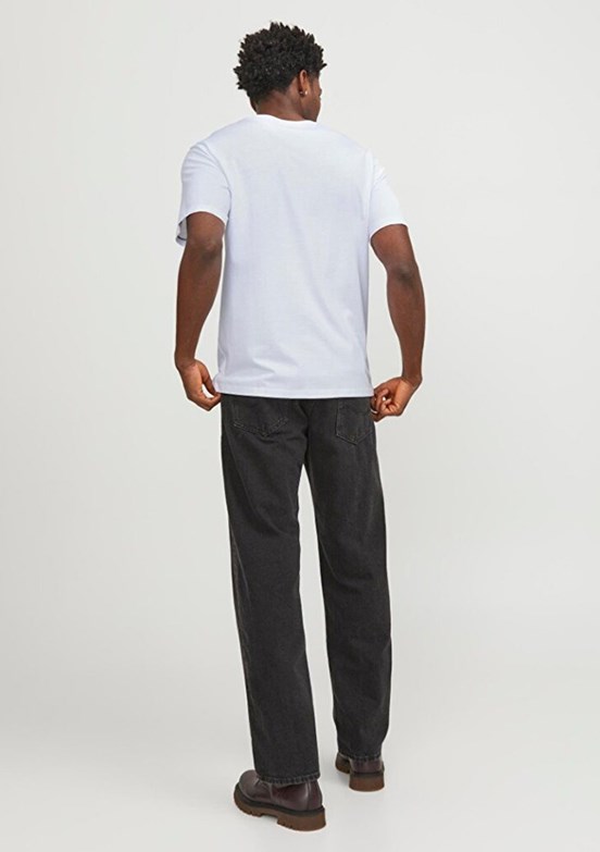 JACK JONES Beyaz Erkek Bisiklet Yaka T-Shirt
