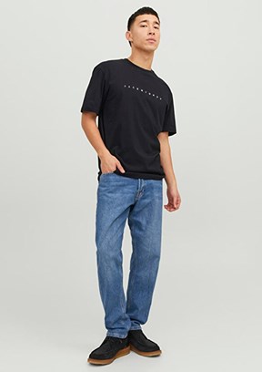 JACK JONES Siyah Erkek Baskılı T-Shirt