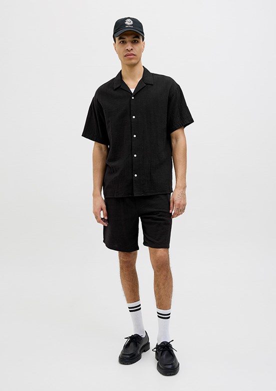 JACK JONES Joreaster Siyah Erkek Kısa Kol Gömlek