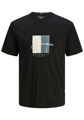 JACK JONES Siyah Erkek Baskılı T-shirt