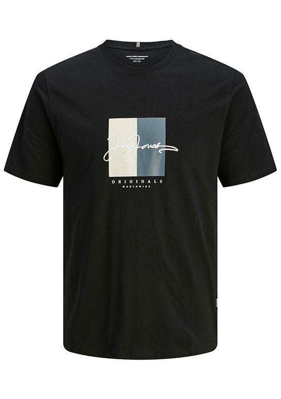 JACK JONES Siyah Erkek Baskılı T-shirt