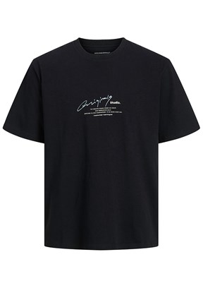 JACK JONES Siyah Erkek Bisiklet Yaka T-shirt