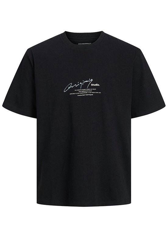 JACK JONES Siyah Erkek Bisiklet Yaka T-shirt