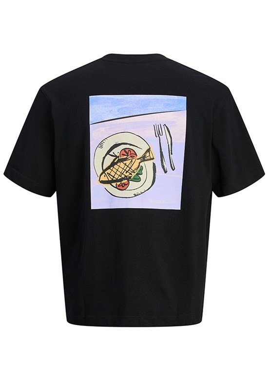 JACK JONES Siyah Erkek Baskılı T-shirt