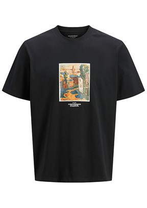 JACK JONES Siyah Erkek Baskılı T-shirt