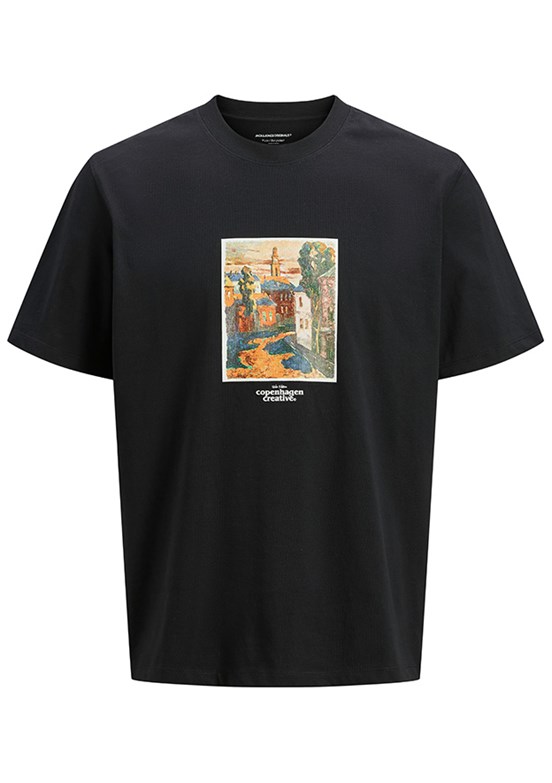 JACK JONES Siyah Erkek Baskılı T-shirt