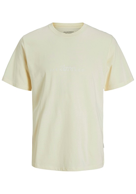 JACK JONES Beyaz Erkek Bisiklet Yaka T-shirt