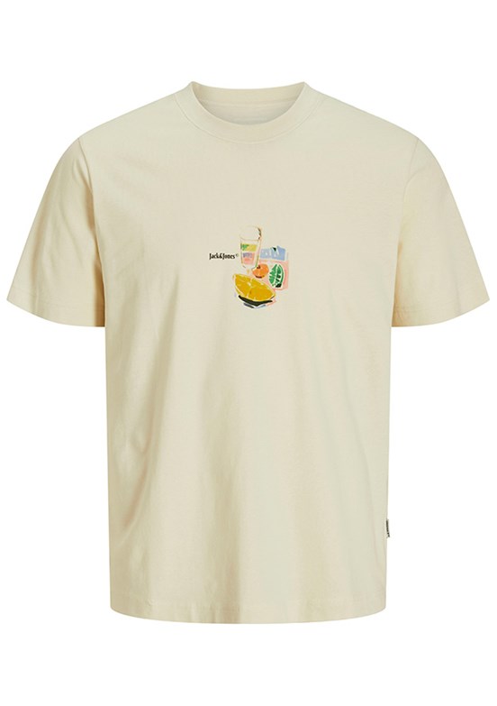 JACK JONES Beyaz Erkek Bisiklet Yaka T-shirt