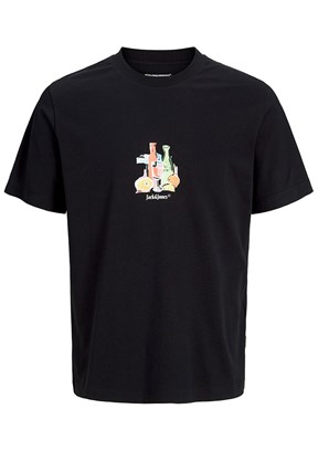 JACK JONES Siyah Erkek Bisiklet Yaka T-shirt