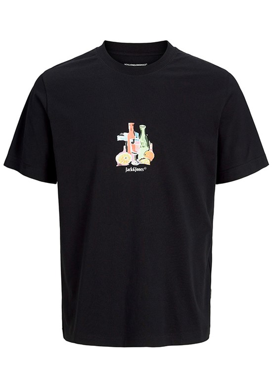 JACK JONES Siyah Erkek Bisiklet Yaka T-shirt