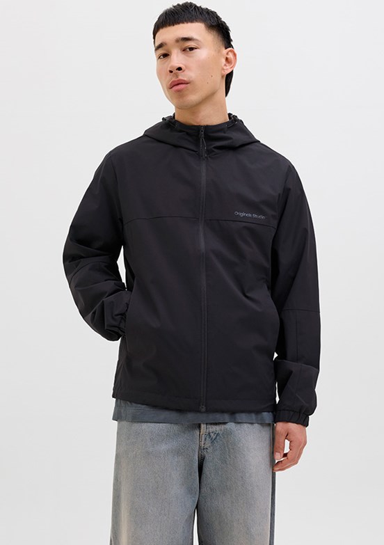 JACK JONES Siyah Erkek Kapüşonlu Mont