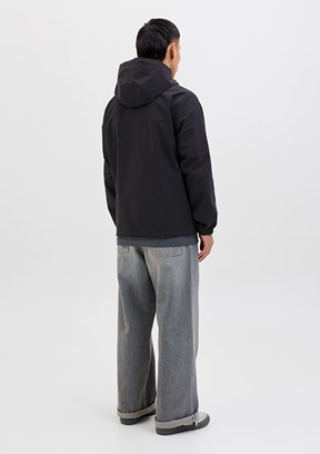 JACK JONES Siyah Erkek Kapüşonlu Mont