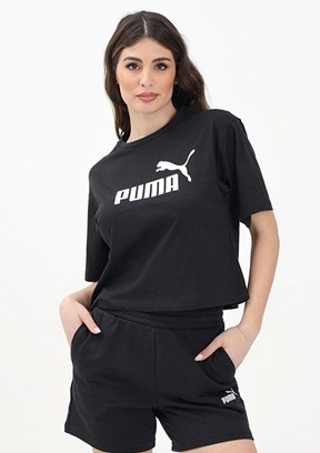 PUMA Ess No.1 Logo Cropped Siyah Kadın Kısa Kollu T-shirt