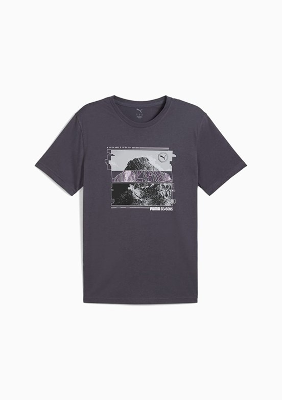 PUMA Graphics Seasons Gri Unisex Baskılı T-shirt