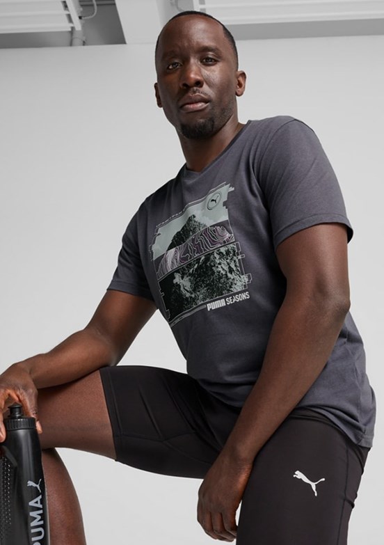 PUMA Graphics Seasons Gri Unisex Baskılı T-shirt