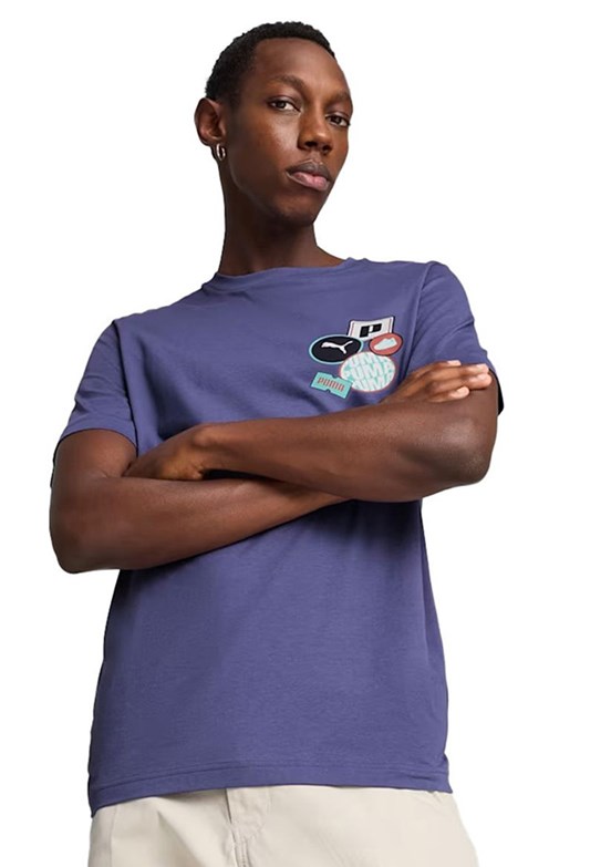 PUMA Graphics Icon Mavi Unisex Baskılı T-shirt