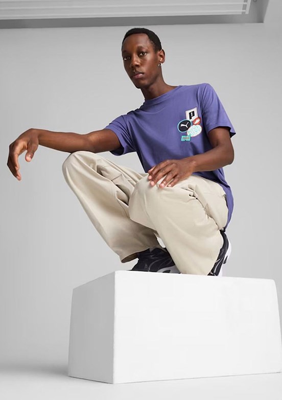 PUMA Graphics Icon Mavi Unisex Baskılı T-shirt
