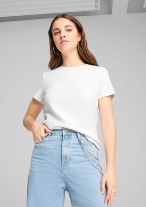 PUMA Her Tee Beyaz Kadın Bisiklet Yaka T-Shirt