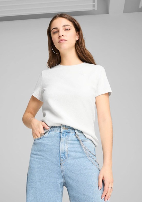 PUMA Her Tee Beyaz Kadın Bisiklet Yaka T-Shirt