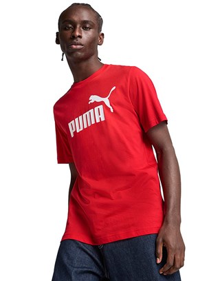 PUMA Kırmızı Unisex Ess No. 1 Logo Baskılı T-Shirt