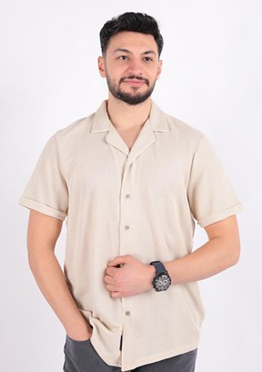 CAZADOR Caz 2000 Erkek Bej Kısa Kol Gömlek