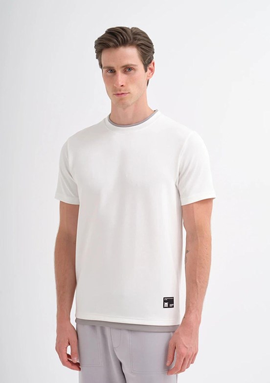 CAZADOR Caz 4003 - 25YCEEO04003 Erkek Beyaz Bisiklet Yaka T-Shirt