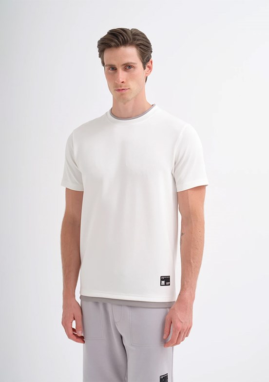 CAZADOR Caz 4003 - 25YCEEO04003 Erkek Beyaz Bisiklet Yaka T-Shirt