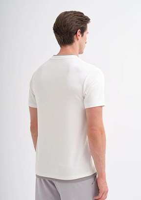 CAZADOR Caz 4003 - 25YCEEO04003 Erkek Beyaz Bisiklet Yaka T-Shirt