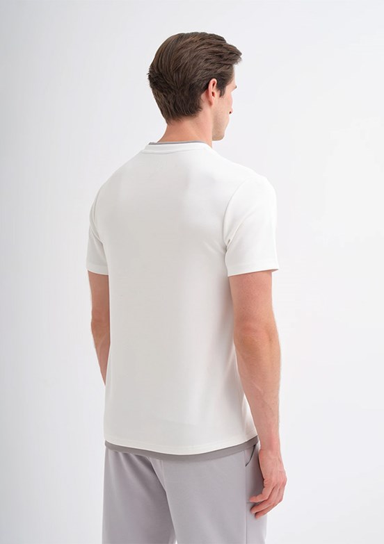 CAZADOR Caz 4003 - 25YCEEO04003 Erkek Beyaz Bisiklet Yaka T-Shirt