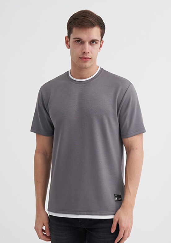 CAZADOR Caz 4003 - 25YCEEO04003 Erkek Gri Bisiklet Yaka T-Shirt