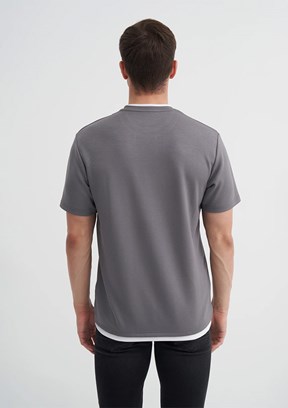 CAZADOR Caz 4003 - 25YCEEO04003 Erkek Gri Bisiklet Yaka T-Shirt