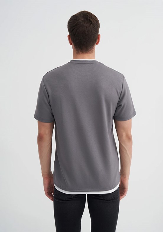 CAZADOR Caz 4003 - 25YCEEO04003 Erkek Gri Bisiklet Yaka T-Shirt