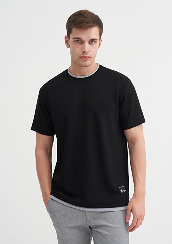 CAZADOR Caz 4003 - 25YCEEO04003 Erkek Siyah Bisiklet Yaka T-Shirt
