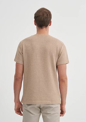 CAZADOR Kum Rengi Erkek Bisiklet Yaka T-shirt