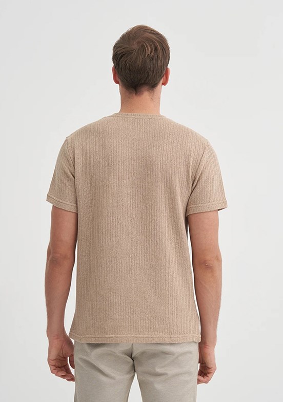 CAZADOR Kum Rengi Erkek Bisiklet Yaka T-shirt