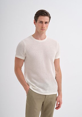 CAZADOR Caz 4011 - 25YCEEO04011 Erkek Beyaz Bisiklet Yaka T-Shirt