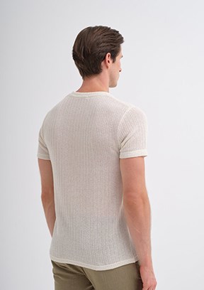 CAZADOR Caz 4011 - 25YCEEO04011 Erkek Beyaz Bisiklet Yaka T-Shirt